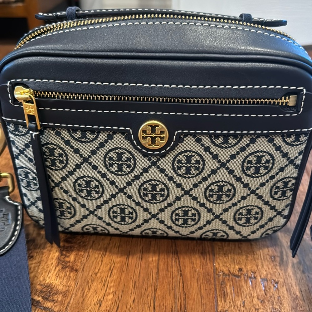 Tory Burch T Monogram Camera Bag Navy